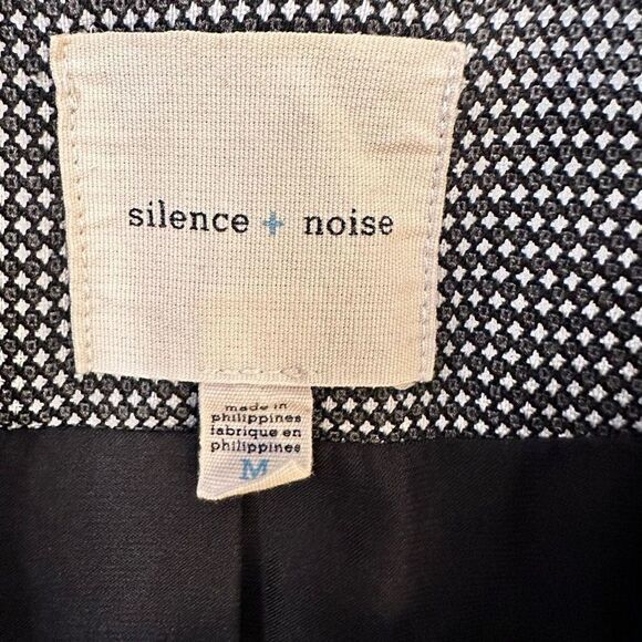 Silence+Noise Womens Blazer Jacket Button Long Sleeve Diamond Print Gray Medium - Picture 2 of 3